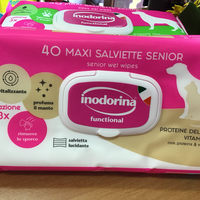 Inodorina 40 maxi salviette senior proteine del latte vitamina E 