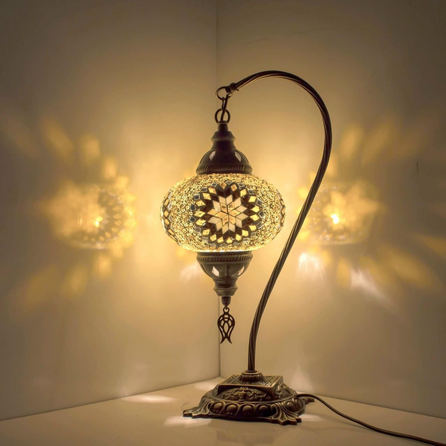 Large Mosaic Swanneck Table Lamp