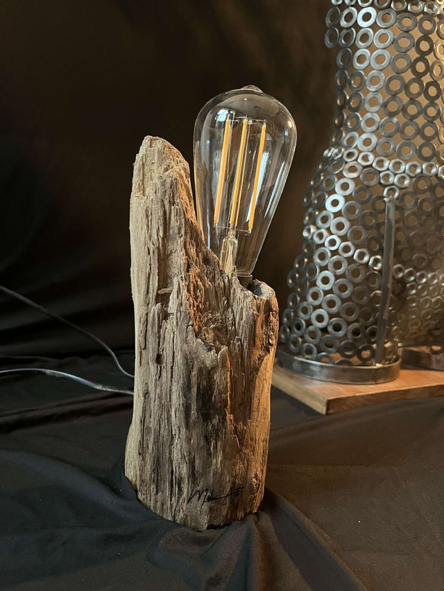 lampe bois floté court