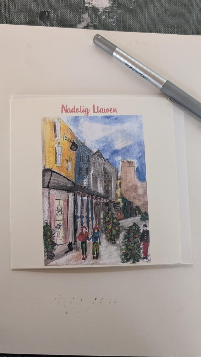 Art Palace Street Caernarfon Christmas Card Creative Cats by Wrndy