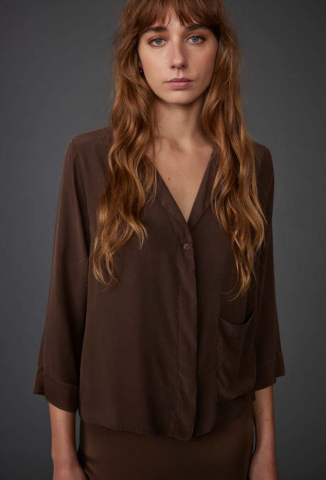 Chocolate Silk Blouse 