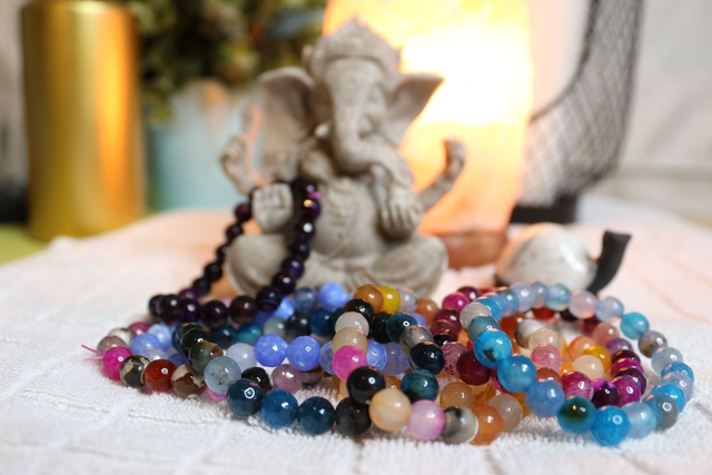 Bracelet Agathe Colorée Orange 8mm Multifacette 