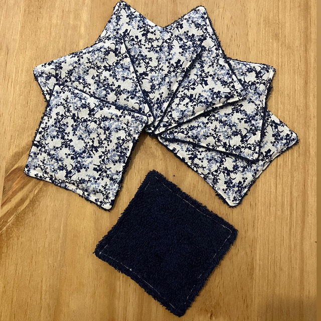 Lot de 7 cotons lavable bleu 