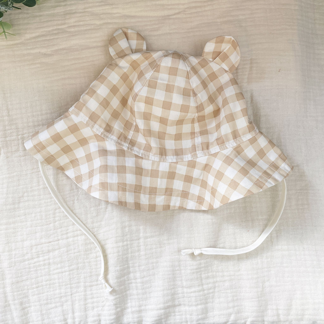 Tan Plaid Bear Sunhat