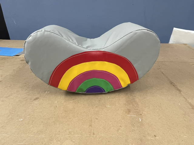 Grey appliqué rainbow Jelly bean rocker 
