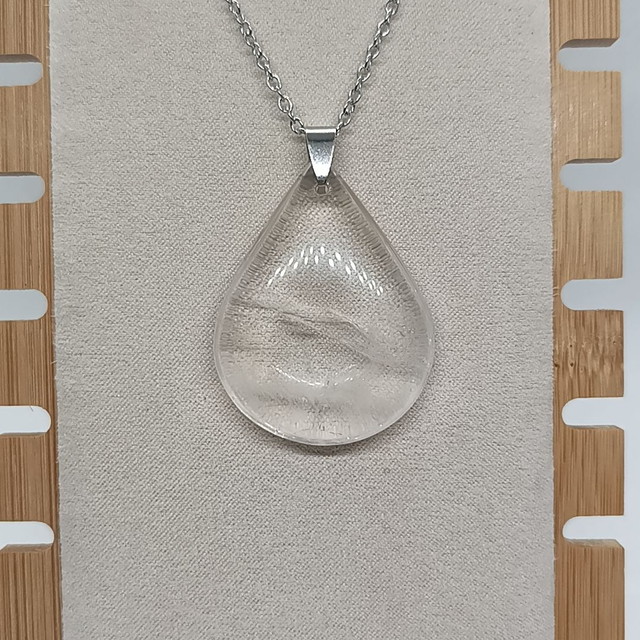 Cristal de Roche / Pendentif Goutte / Pierre Plate 