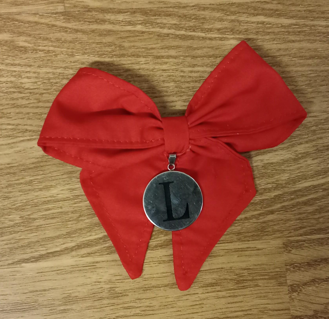 Lazo rojo  para carro con inicial grabada