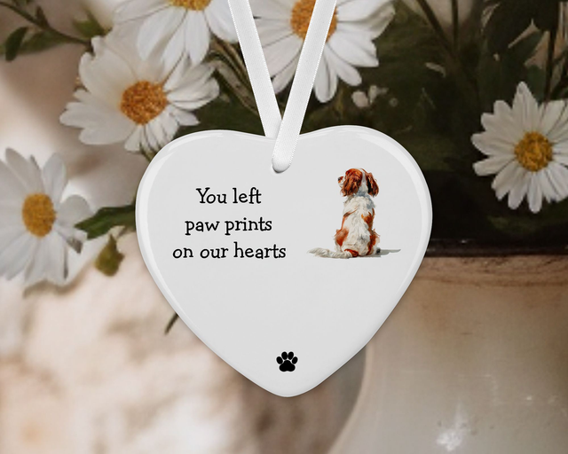"Cavelier King Charles"  Personalised Pet Memorial Ceramic Heart  