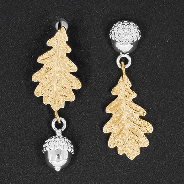 Jewellery Earrings - Back to Nature, Two Tone  Asymmetrical Earrings 