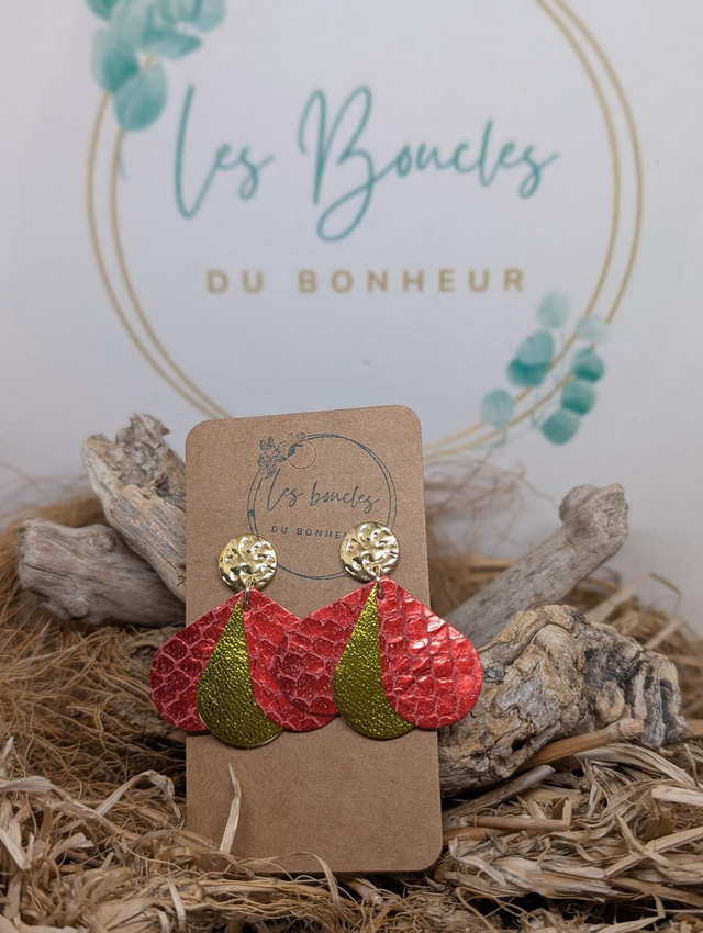 Boucles d&#039;oreilles Bella jaune rouge pa030