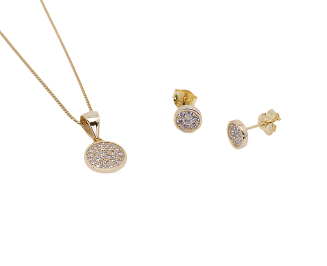 Eleganter Zirkonia-Schmuck aus 925 Silber vergoldet – Hibiskus gold