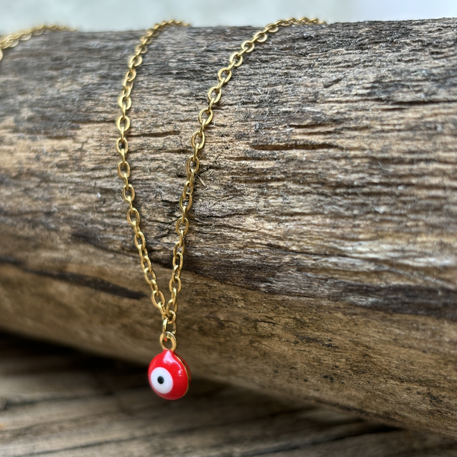 Collier mini œil rouge