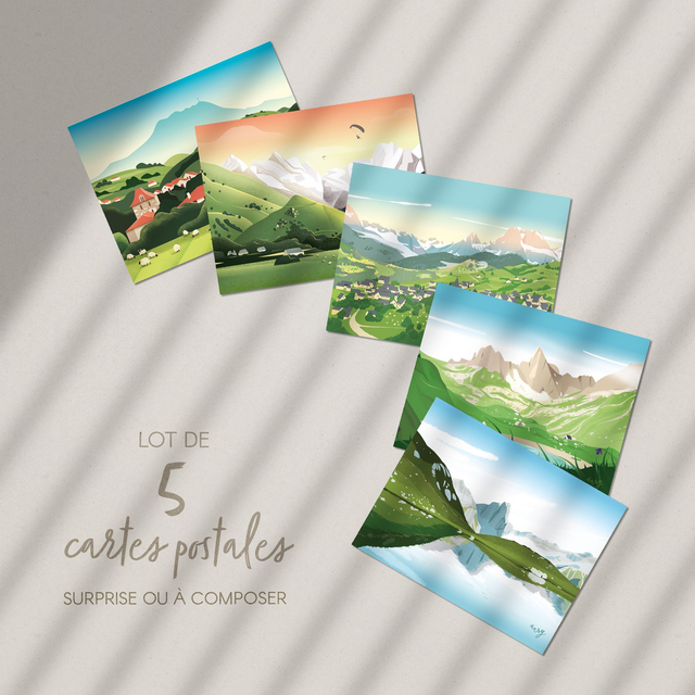 Lot de 5 cartes postales