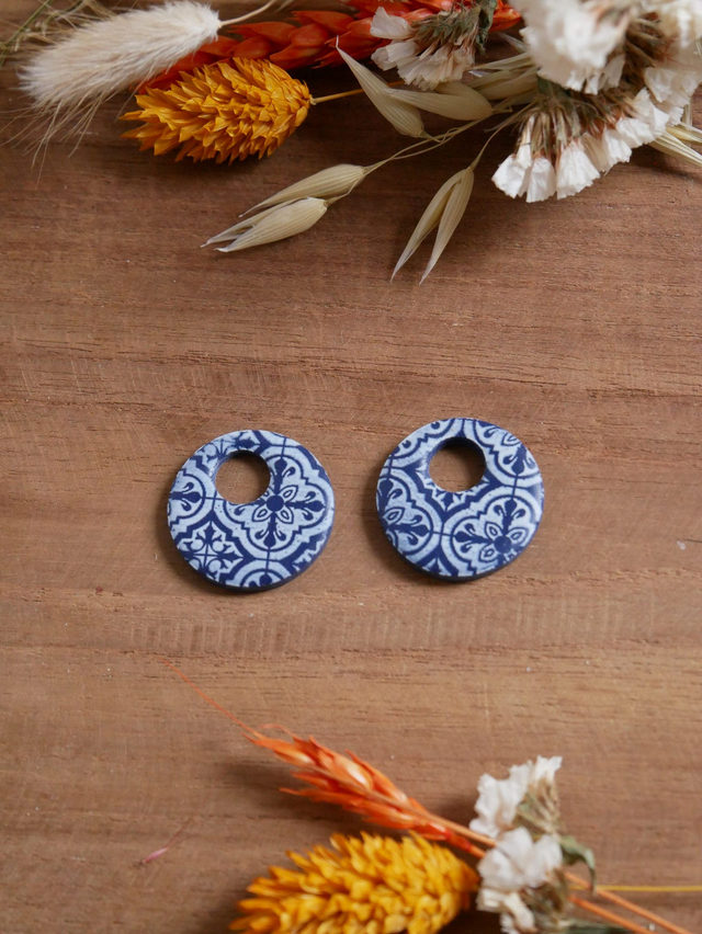 Anne - bleu marine à motifs