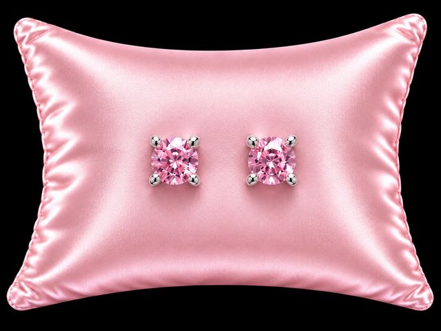 Pale Pink Princess Cut Cubic Zirconia Silver Earrings 