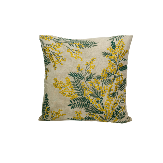 Embroidered Floral Cushion Yellow &amp; Green