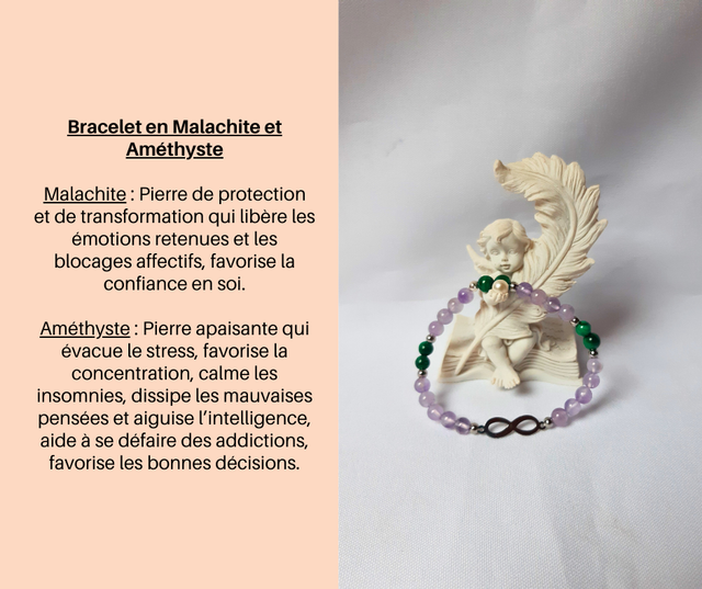 222- Bracelet Malachite et Améthyste