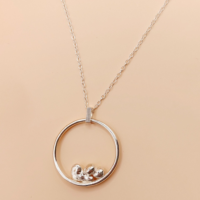 Sterling silver and silver nuggets necklace