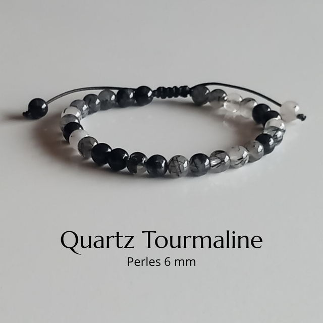 Bracelet ajustable en Quartz à Tourmaline