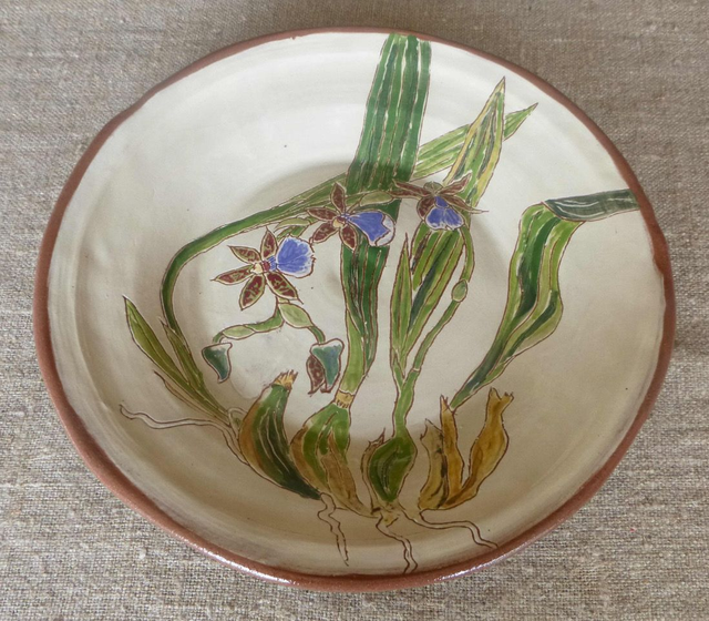 JBY112 Orchid platter by Jane Bisby, 33cm red earthenware