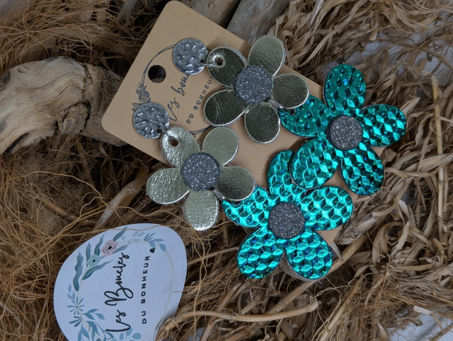 Boucles d&#039;oreilles Marguerite vert m1063