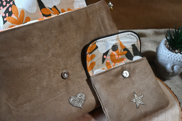 ✨MELITA ✨ Duo sac pochette suédine Beige – Élégance et Charme ✨