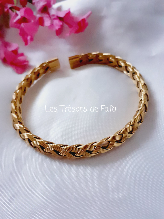 Bracelet souple en acier inoxydable doré 