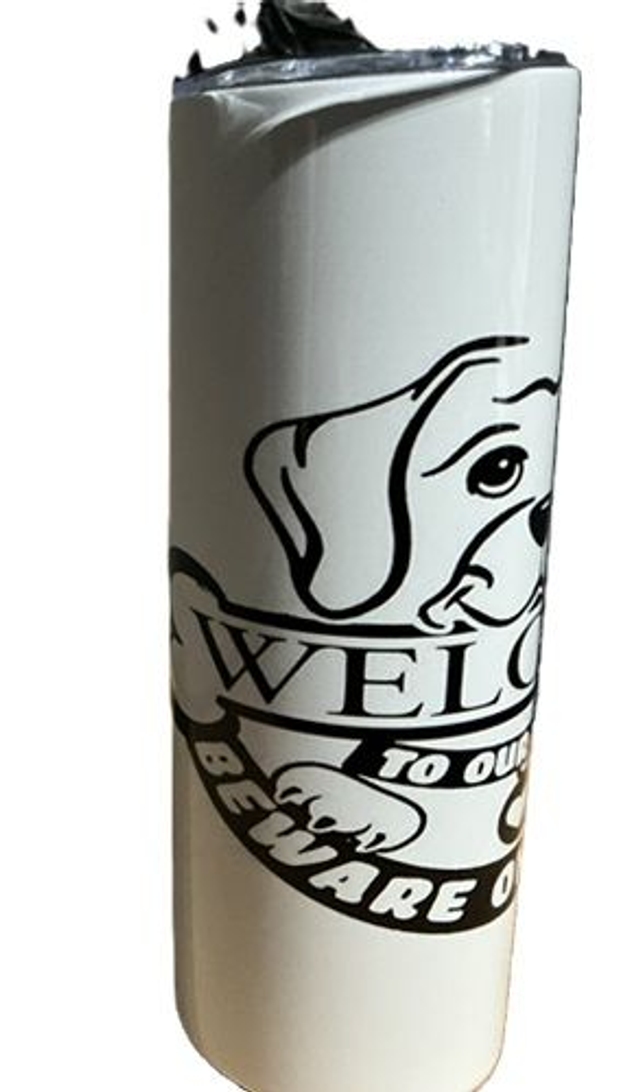 Welcome Home Flask - 20 oz Stainless Steel Straight Skinny Tumbler with Straw