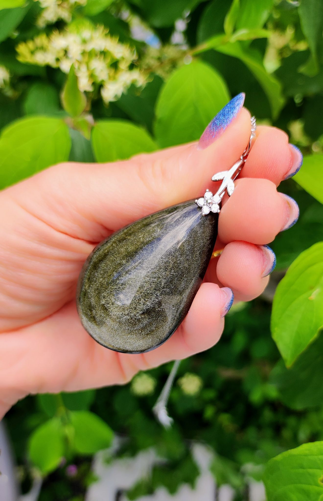 Pendentif Obsidienne dorée 