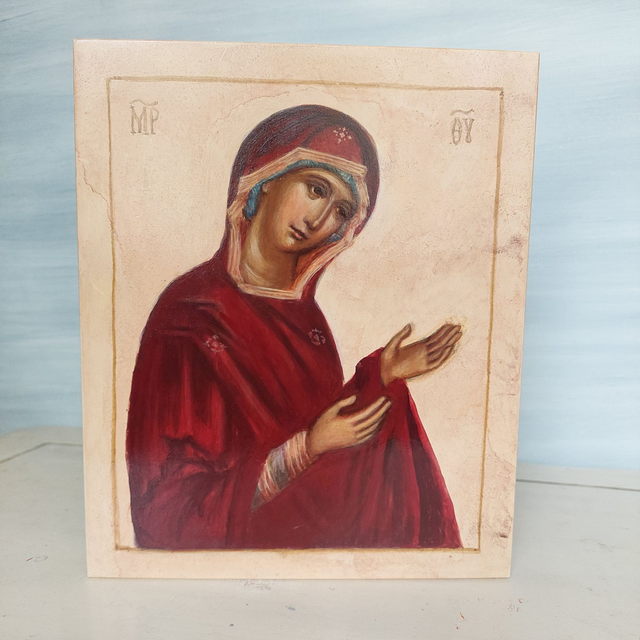 Ikona Matki Bożej Hagiosoritissa 24x20x3 na desce lipowej