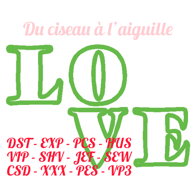 fichier broderie love - Cadre 10x10 / 12 Formats