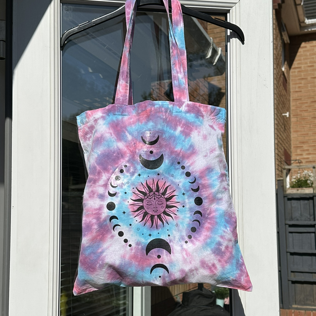 Tie Dye Sun and Moon Tote Bag
