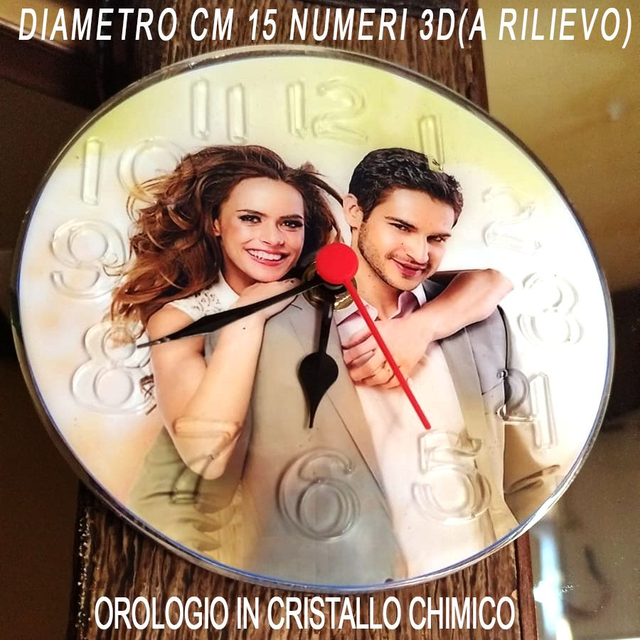 CRISTALLO CHIMICO (RESINA) OROLOGIO  DIAMETRO CM 15