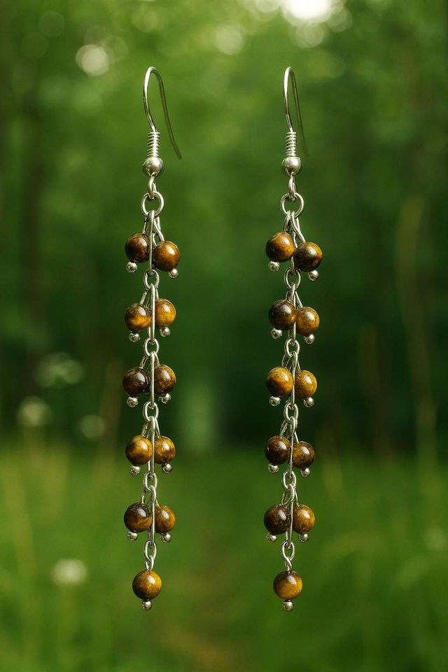 Boucles d'oreilles Oeil de tigre - Protection, Confiance en soi 