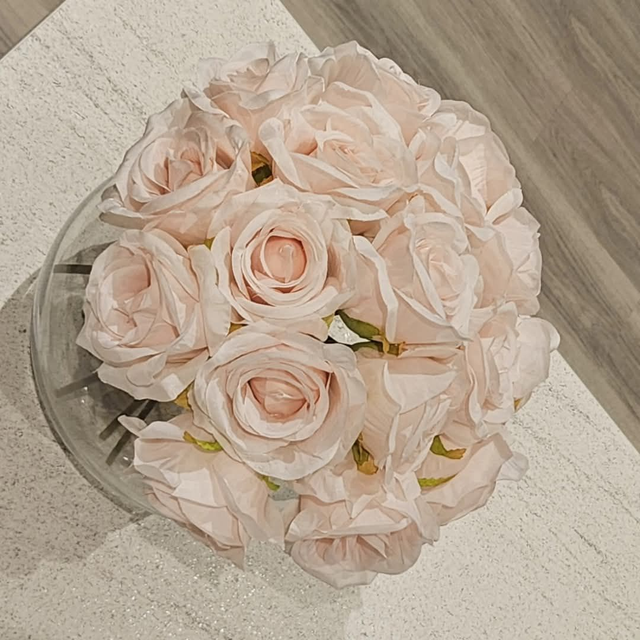 Faux Rose Bowl Blush Pink