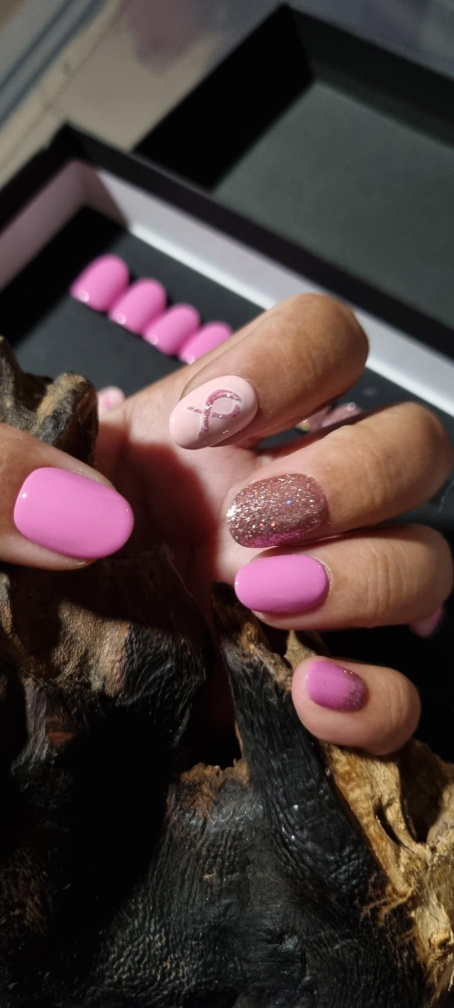 Octobre rose pailleté rond xs