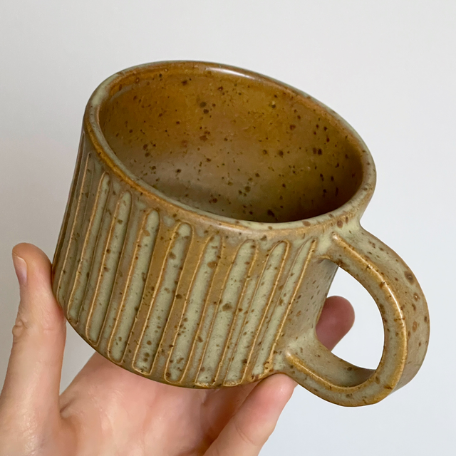 Brown Long Striped Mug