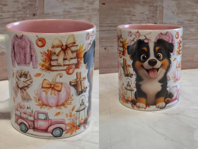 Mug rose toutou rigolo