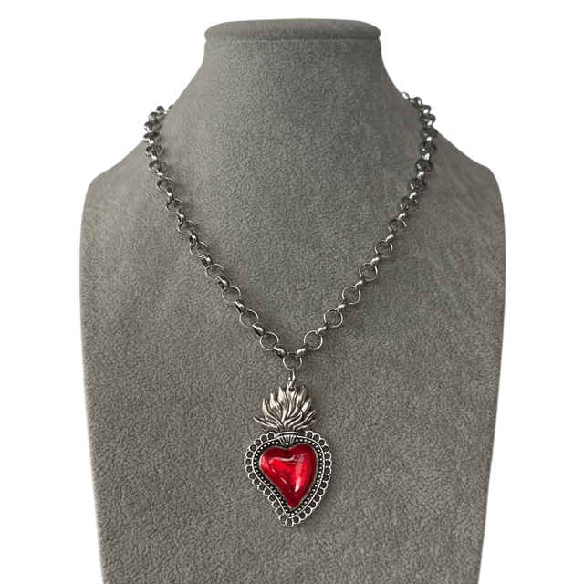 Collana cuore sacro rosso