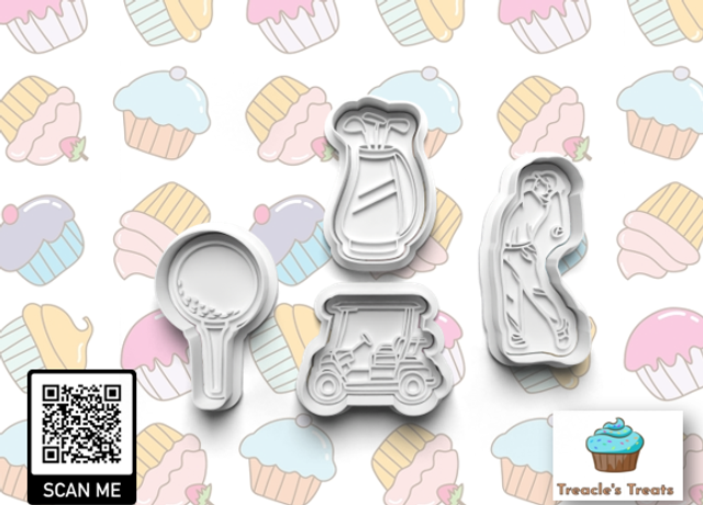 Golf Theme Fondant/cookie stamps with cutters