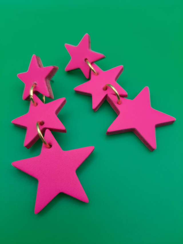 Star drop earrings - pink