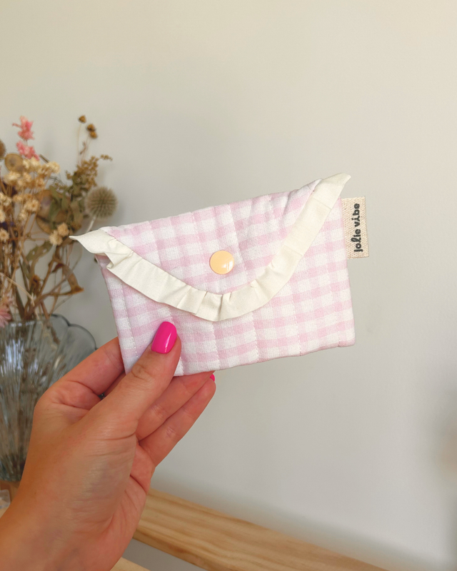 Mini pochette porte-monnaie - vichy rose