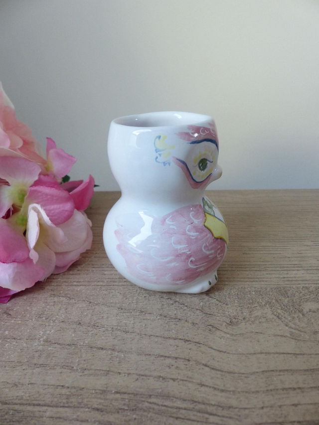 Petit vase monsieur hibou en poterie Ateliers A. Baratta à Moustiers France, Vase miniature hibou oiseau peint main, collection hibou cadeau