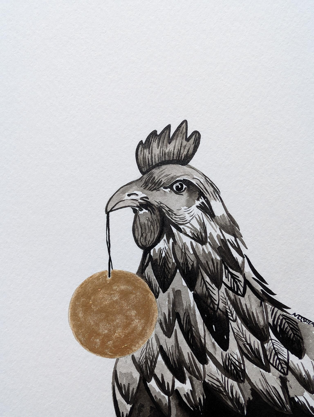 'Chicken &amp; Bauble' Card