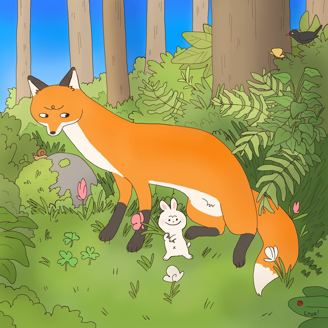 Fox and rabbit 