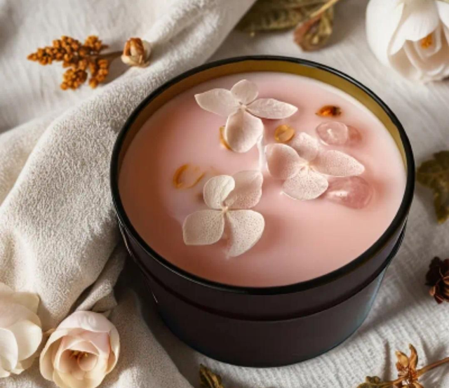 Bougie en Quartz parfumée à la rose