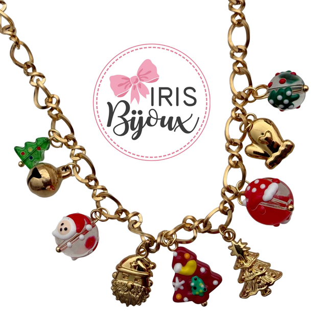 Collana natalizia con dettagli in vetro di Murano