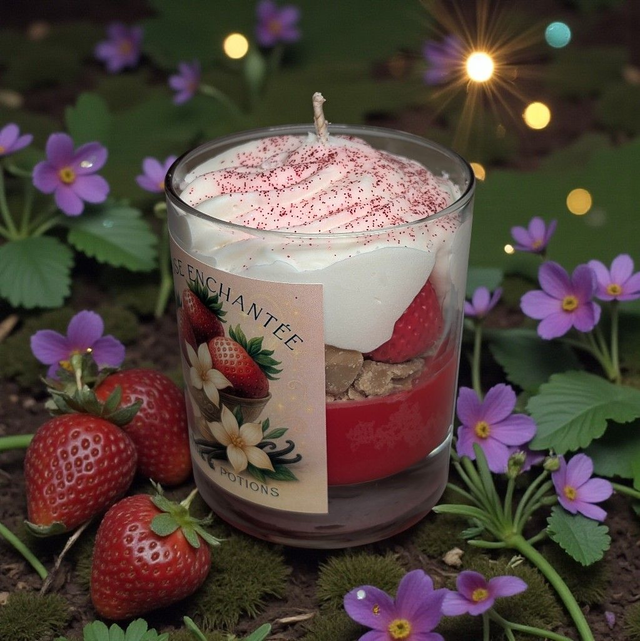 Bougie parfumée gourmande "Fraise Enchantée" (fraise - vanille)