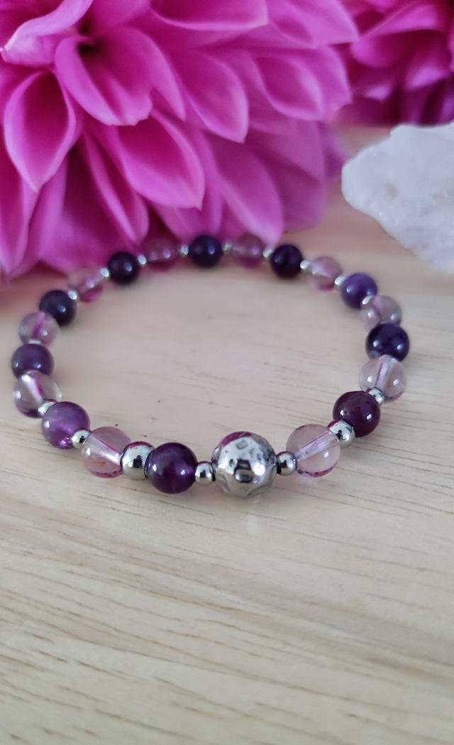Bracelet "Anxiété et Stress" Améthyste lavande et Améthyste
