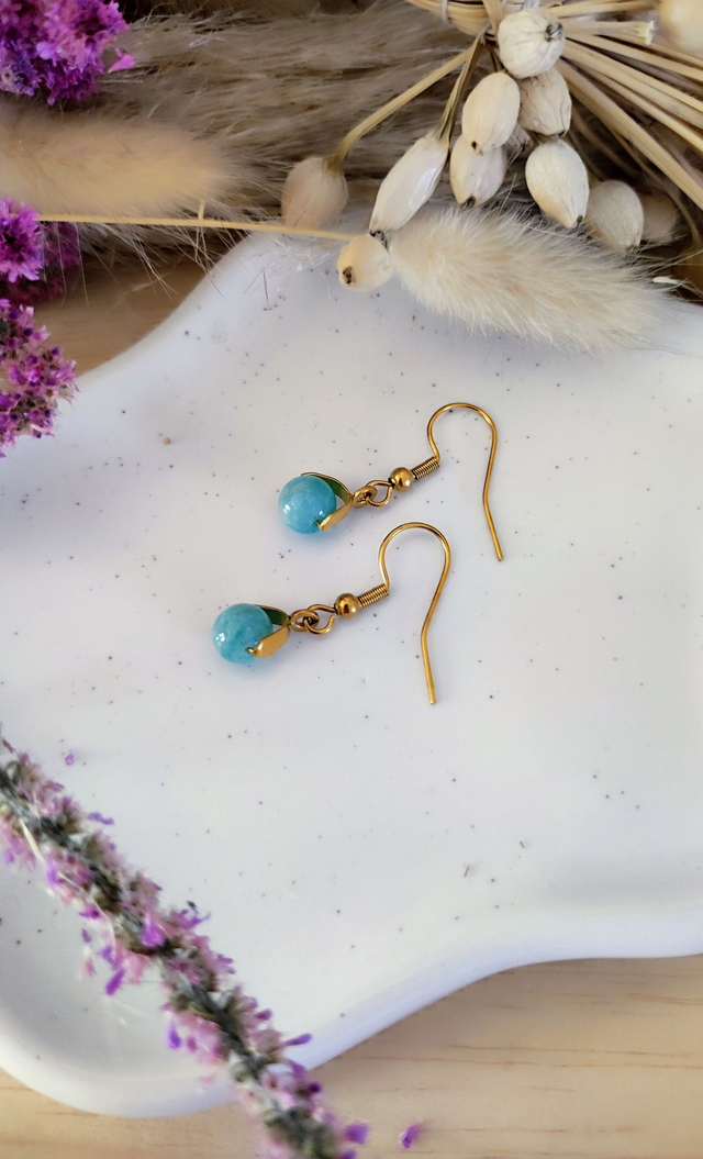 Boucles d'oreilles Boule Amazonite